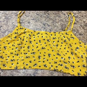 mini scoop neck crop top floral yell…